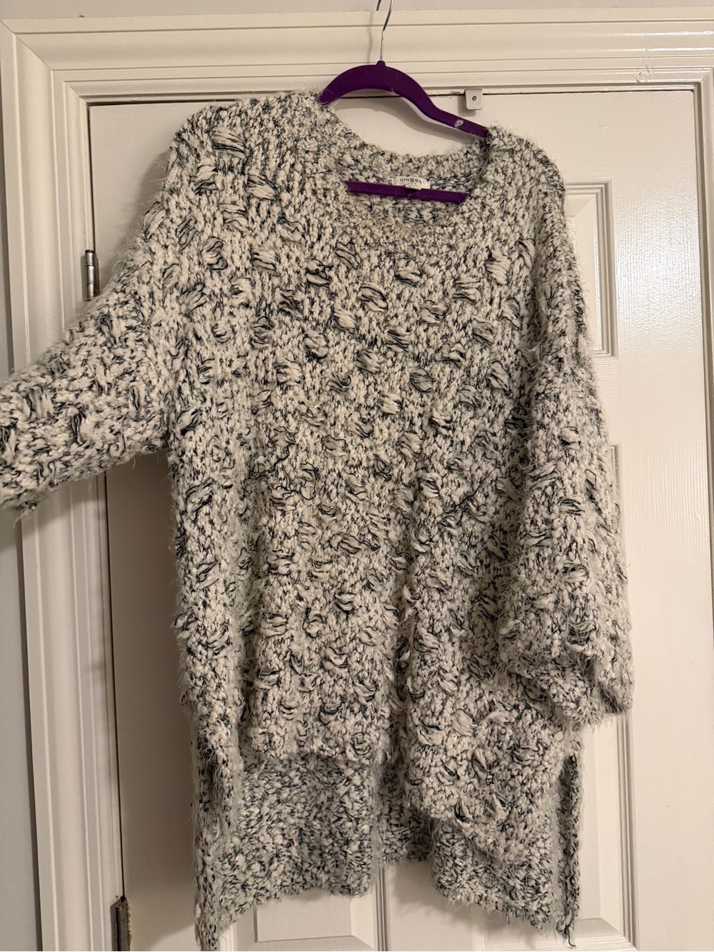 Cozy Umgee Marled Crewneck Sweater - Cream/Black